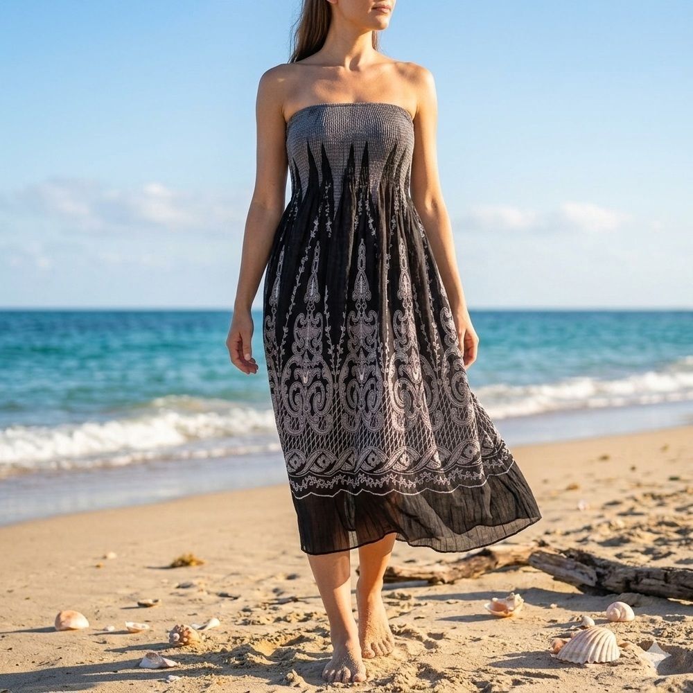 Lapis Soft Flowy Boho Dress One Size